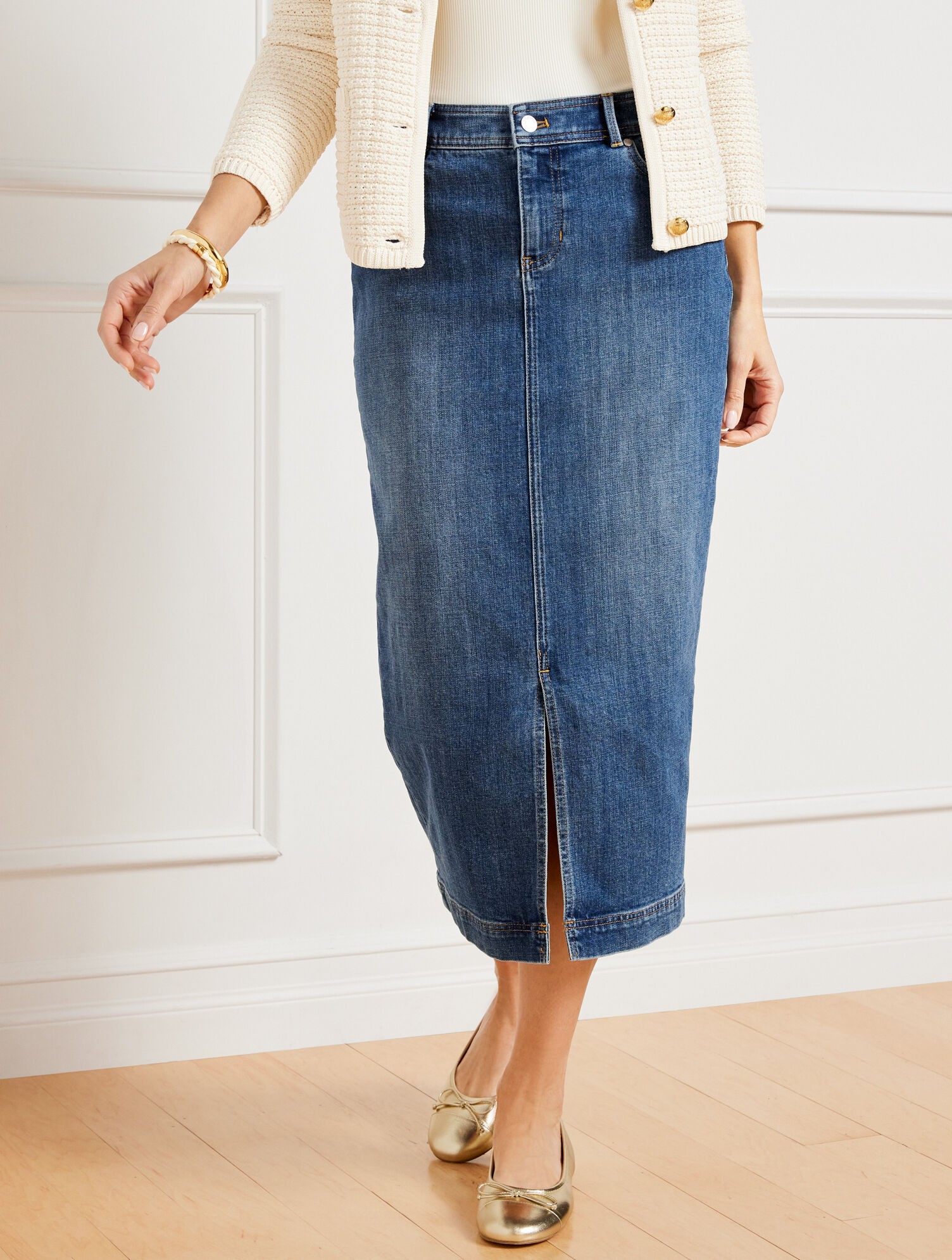 DENIM MIDI SKIRT - TIDAL WASH