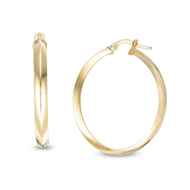 Knife Edge Tube Hoop Earrings in 10K Gold