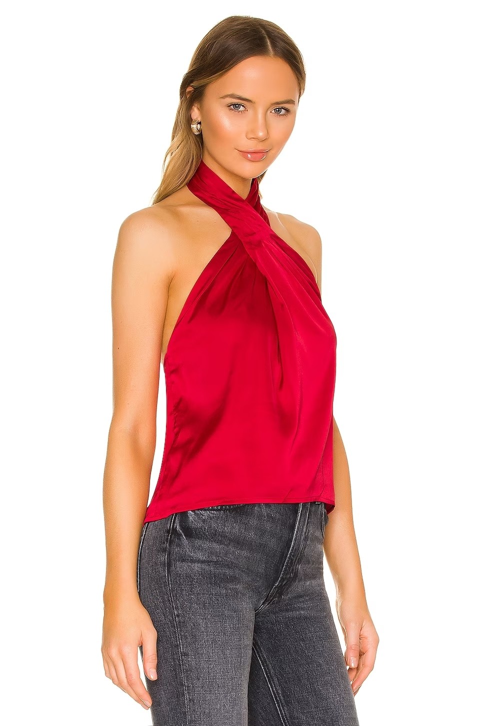 Superdown Amerie Pleated Halter Top in Red